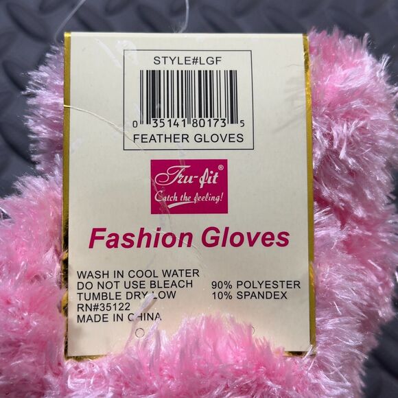 TruFit Feather Gloves Girls One Size Pink Soft Fluffy Polyester Winter Warm NWT - Picture 4 of 4